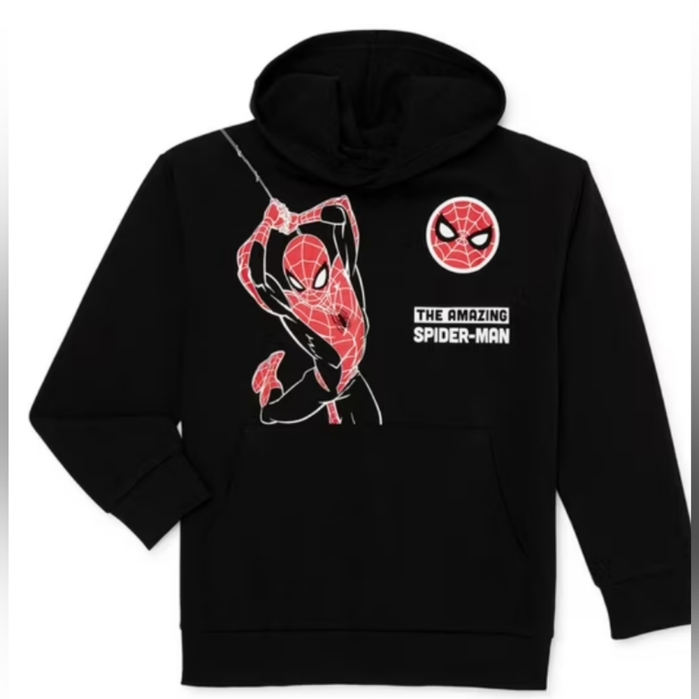Spiderman Boys Black with Red Hoodie Size 18 EUC worn 1x